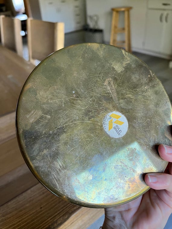 Vintage Solid Brass Oneida round Box - image 18