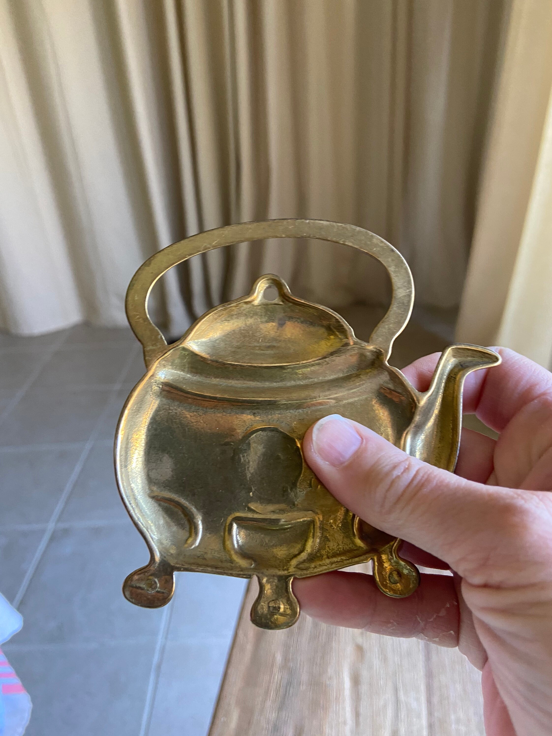 Vintage Brass Teapot Key Holder Etsy