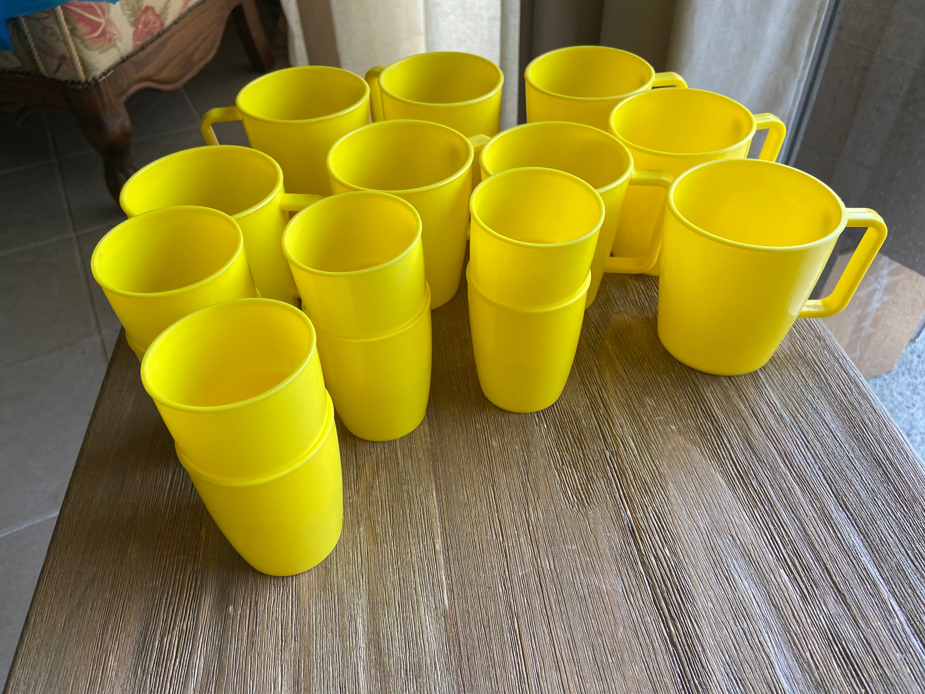 Vintage Peoria Plastic Yellow Cups 