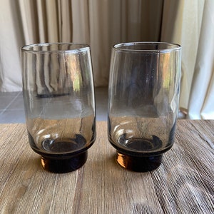 Vintage smoky glass tumblers (2)