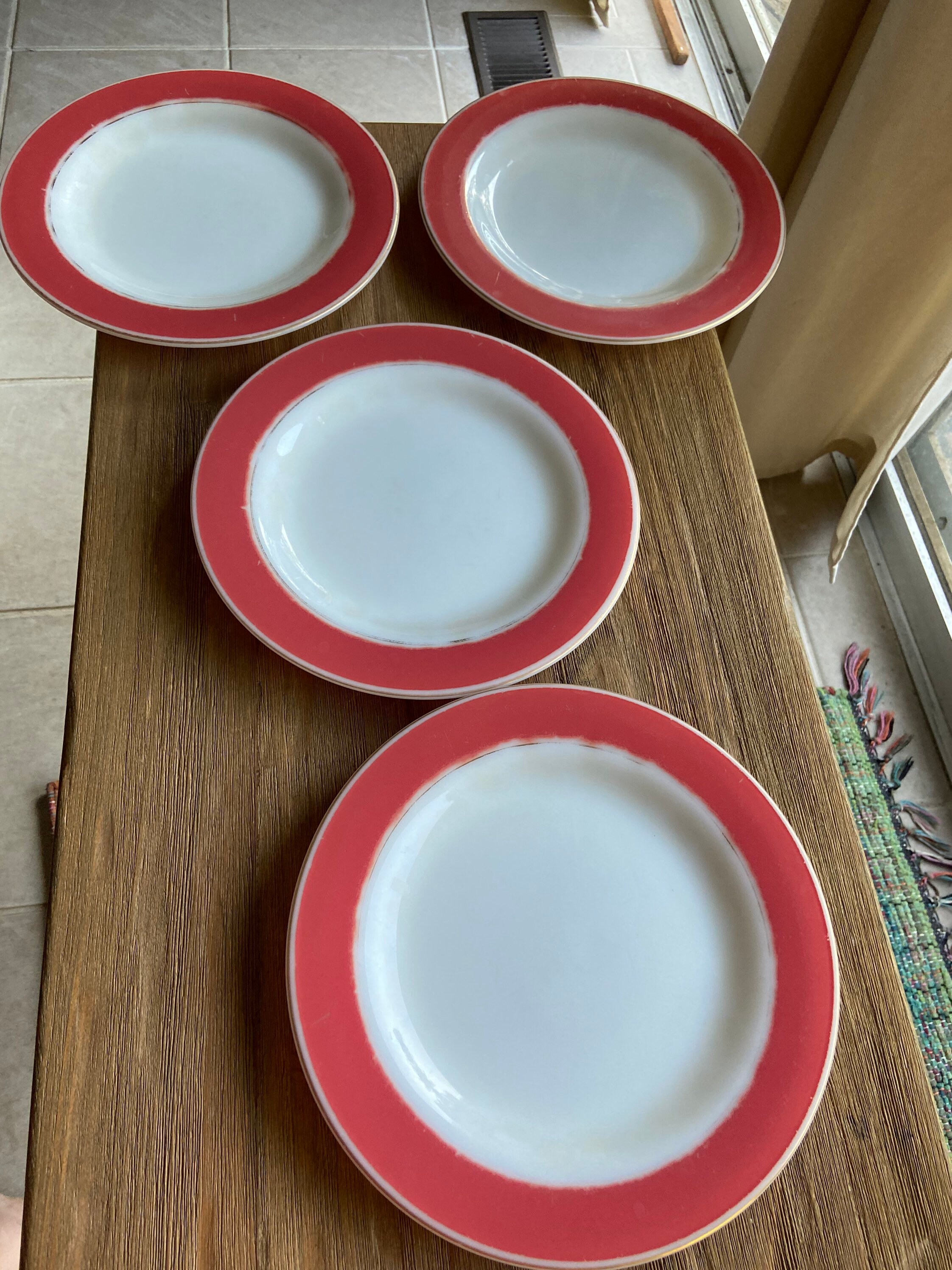 Vintage Pyrex dinner plates with pink and gold edge Etsy
