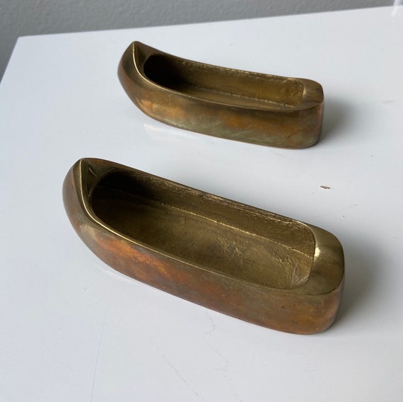 Vintage Solid Brass Boat Shaped Ashtrays Etsy