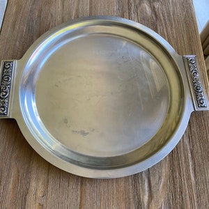 Vintage round Japanese stainless steel tray