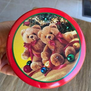 Vintage teddy bears Christmas tin