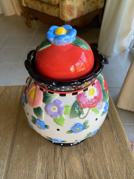 Vintage Mary Engelbreit Jar With Flower Lid Etsy