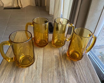 Vintage amber glass steins (4)