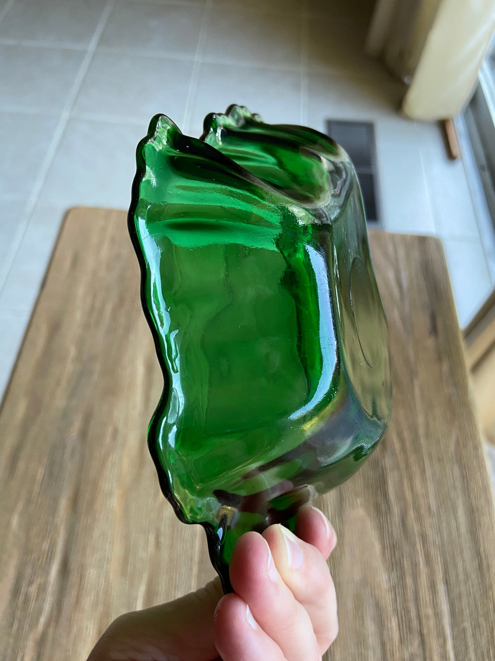 Vintage green glass leaf bowl Etsy