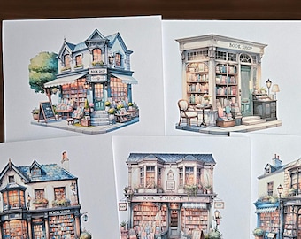 Book Shop Note Cards: 10 Card Set, Bookstores, Book Lover Gift