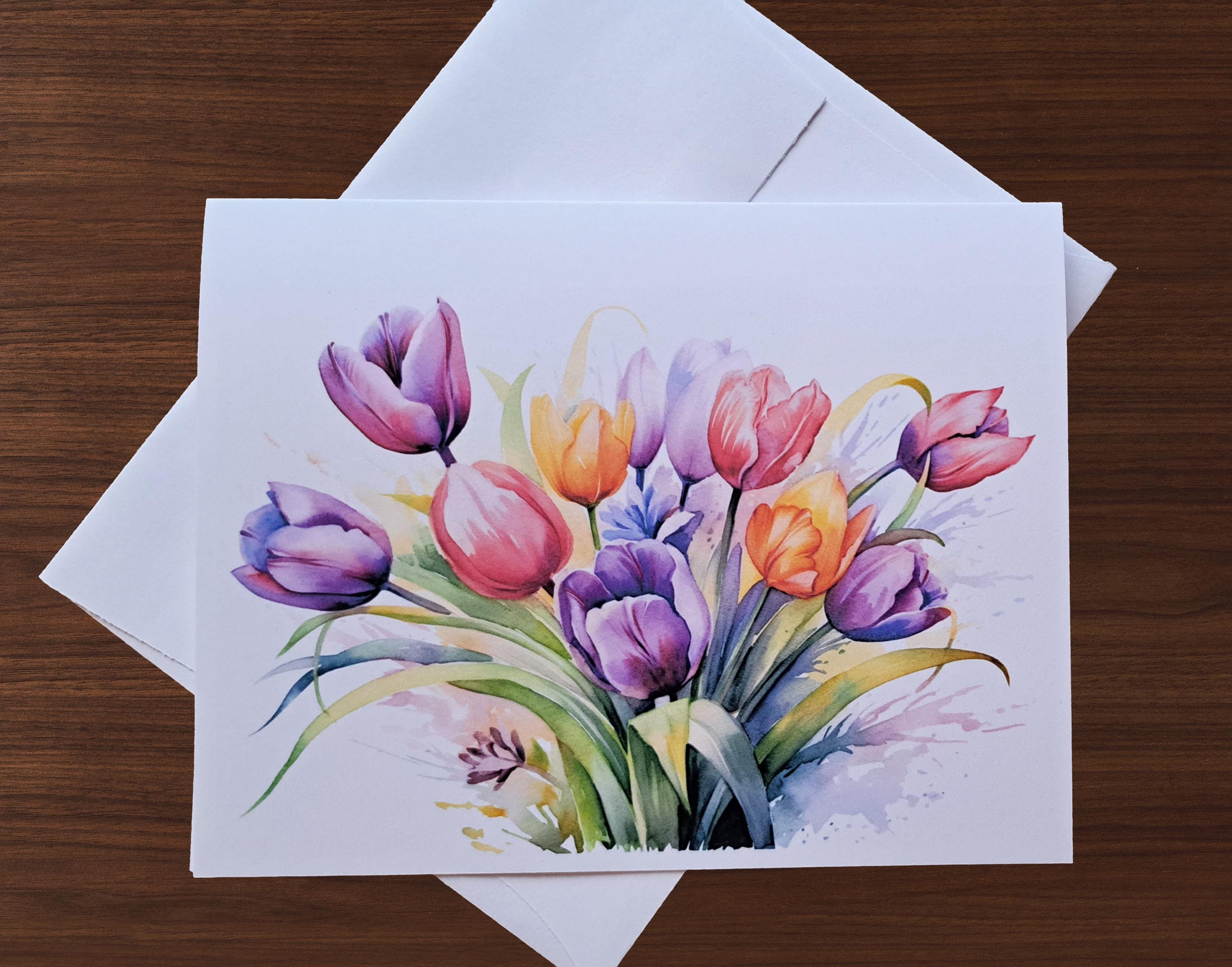 Tulips Note Tulip Note Cards With Envelopes, Tulips, Birthday Gift - Etsy