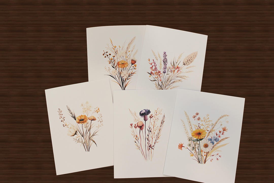 Watercolor Wildflower Note Cards: Minimalist Floral Blank Cards - Etsy