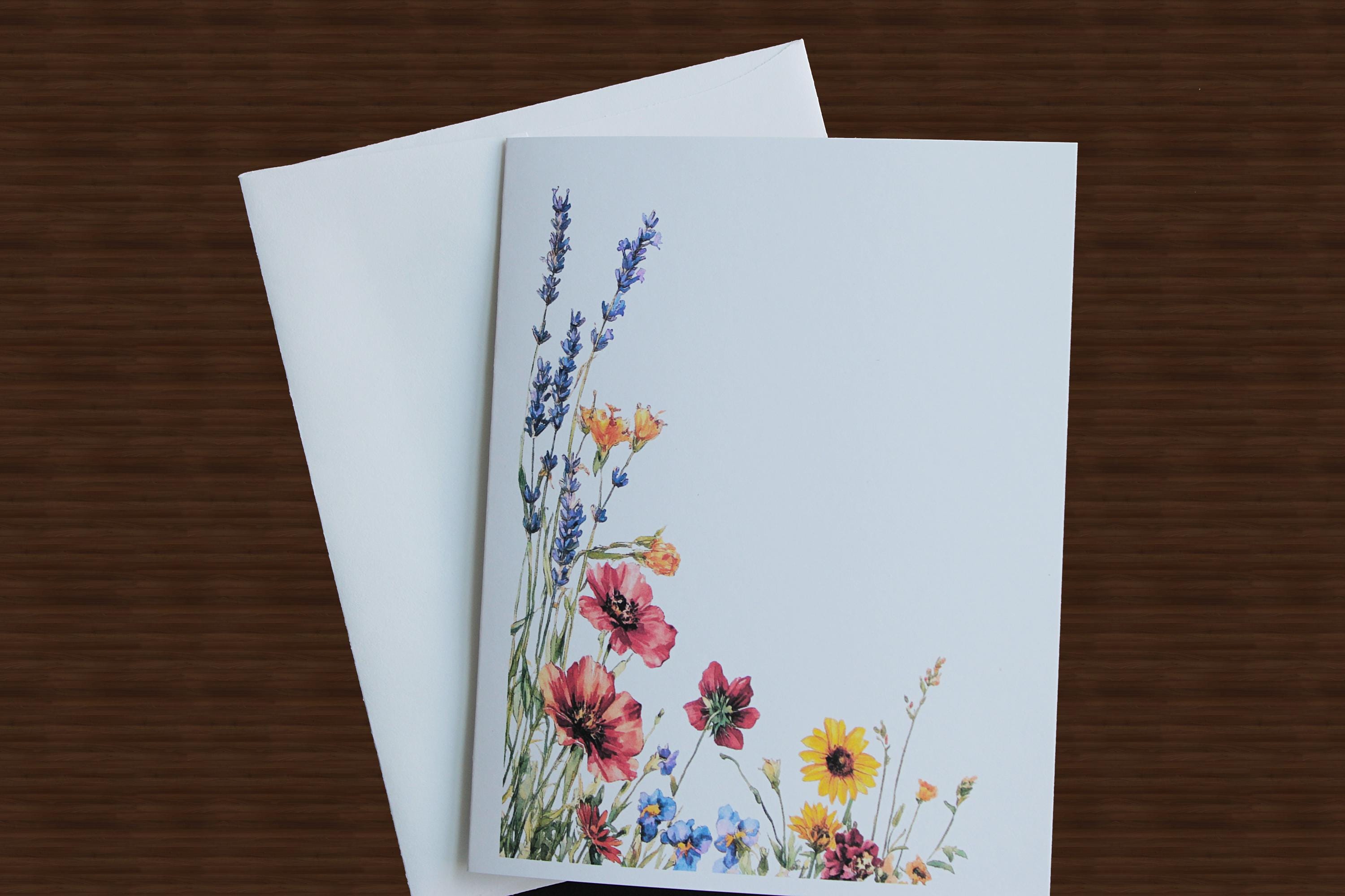 Wildflower Note Cards: Watercolor Floral Blank Card Set - Etsy