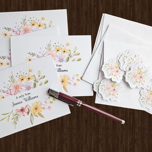 12 Personalized Note Cards, Floral Frame, Blank Cards, Birthday Gift for Sister