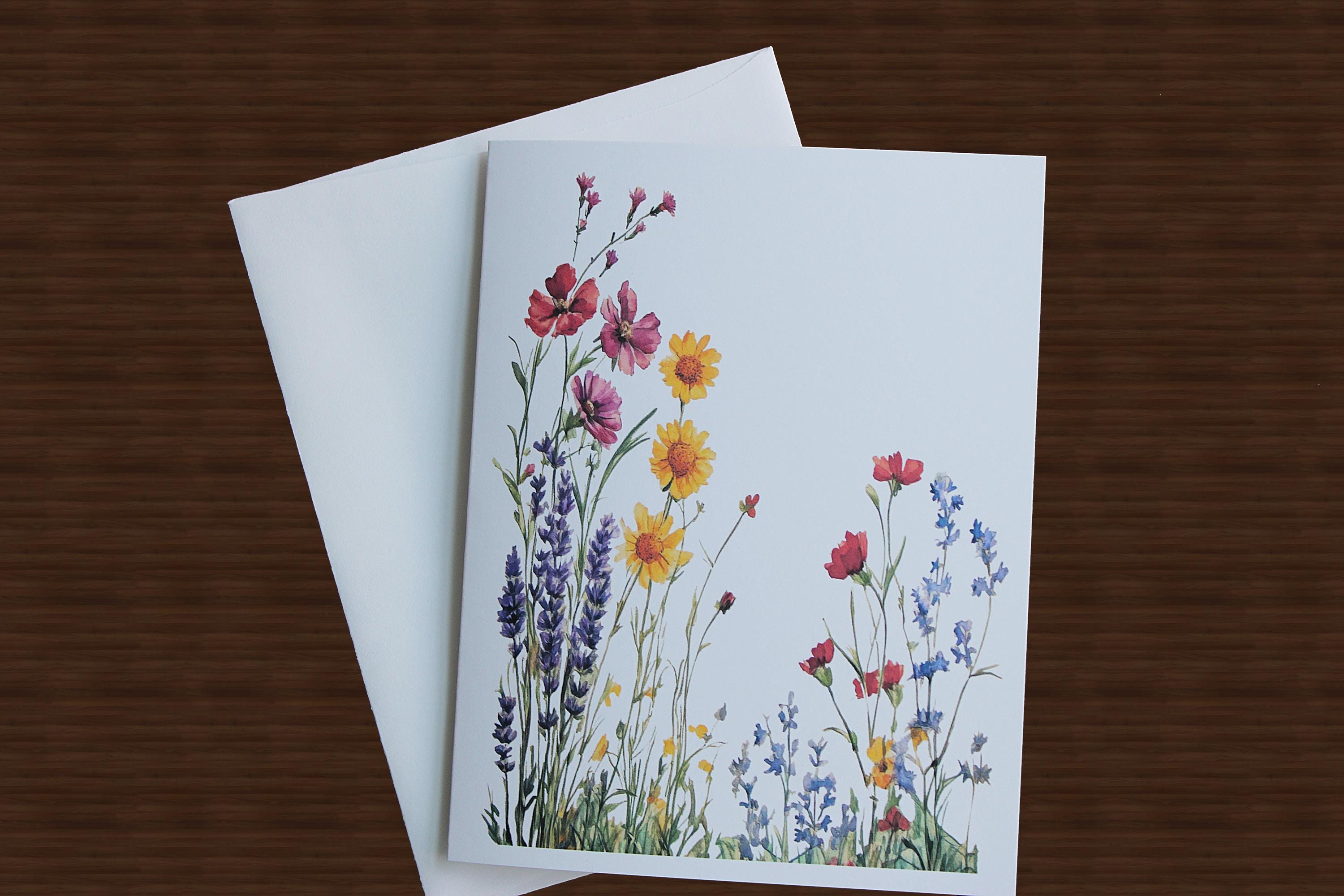 Wildflower Note Cards: Watercolor Floral Blank Card Set - Etsy