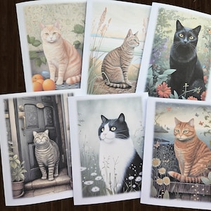 Cat Note Cards, Blank Notecards with Envelopes, Gift for Cat Lover