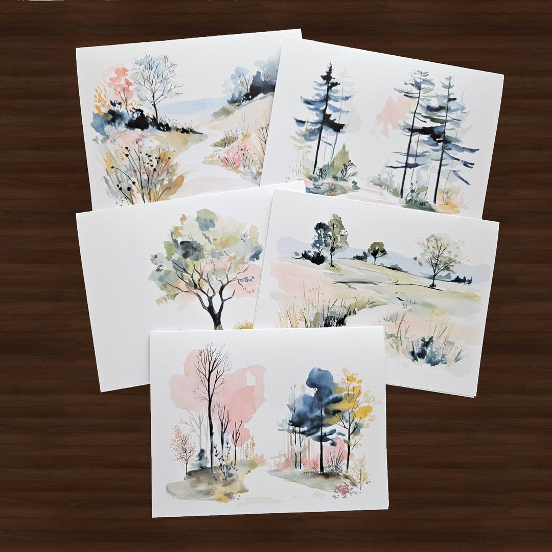 Watercolor Forest Cards: 10 Blank Cards, Birthday Gift for Friend - Etsy