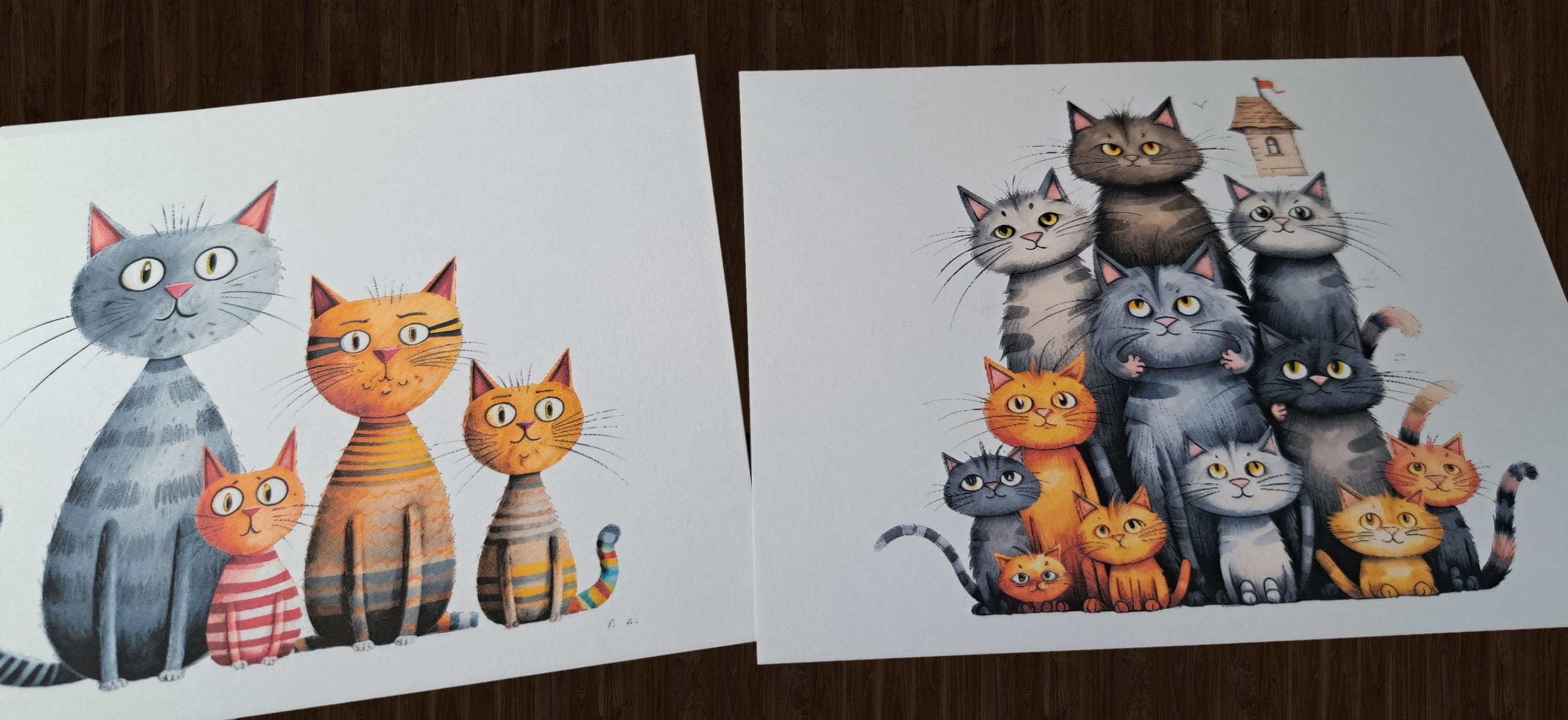 Cat Note Cards, Family Illustrations, Gift for Cat Lover - Etsy
