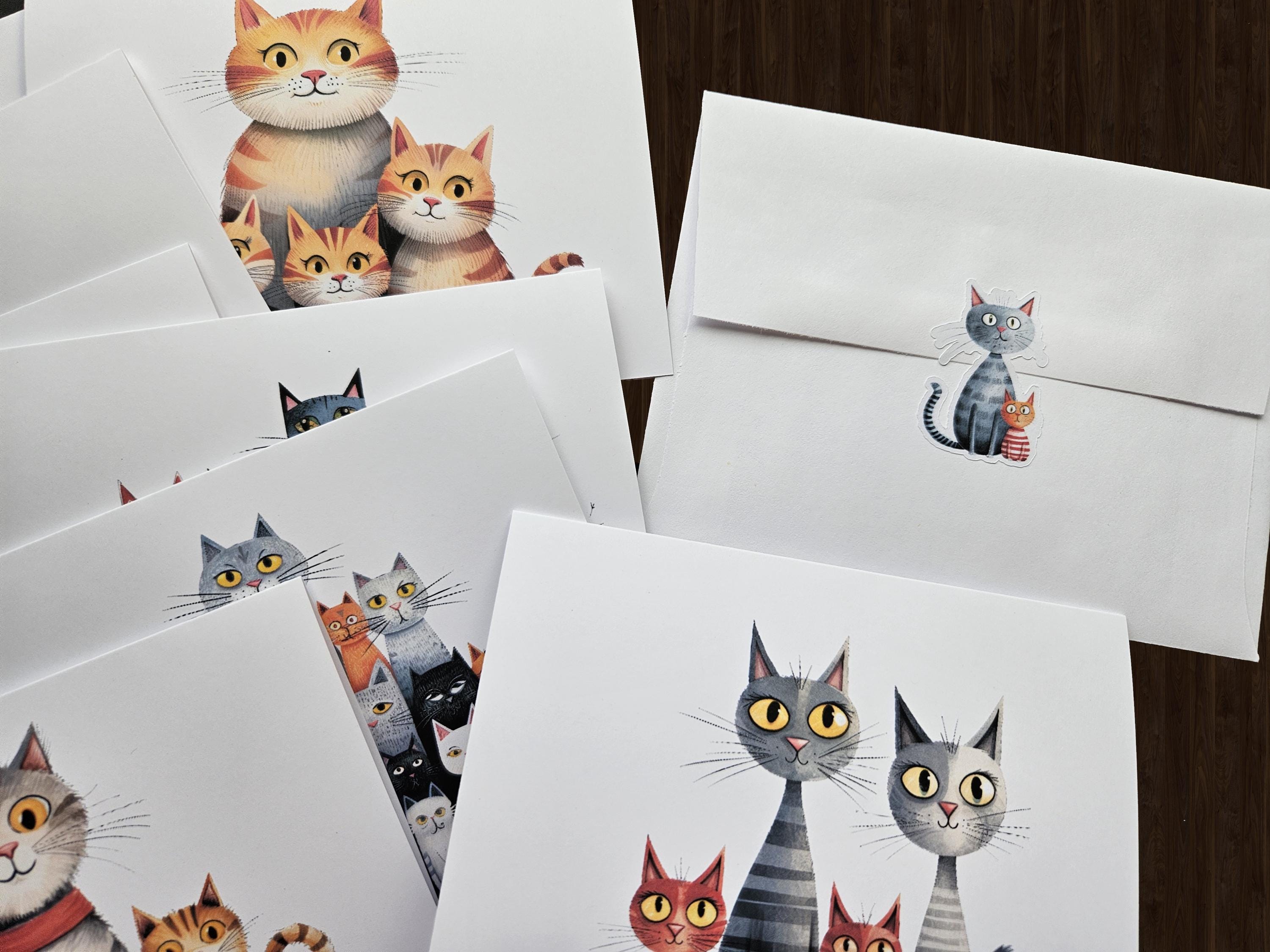 Cat Note Cards, Family Illustrations, Gift for Cat Lover - Etsy