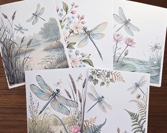 Cartes de correspondance libellule : 10 cartes vierges, papeterie, cadeau pour un ami