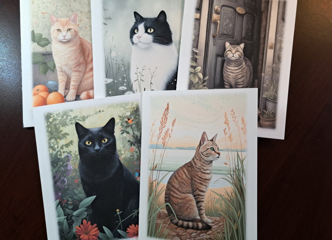 Cat Note Cards, Blank Notecards With Envelopes, Gift for Cat Lover Etsy