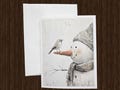 Snowman and Bird Winter Note Cards, Blank Inside