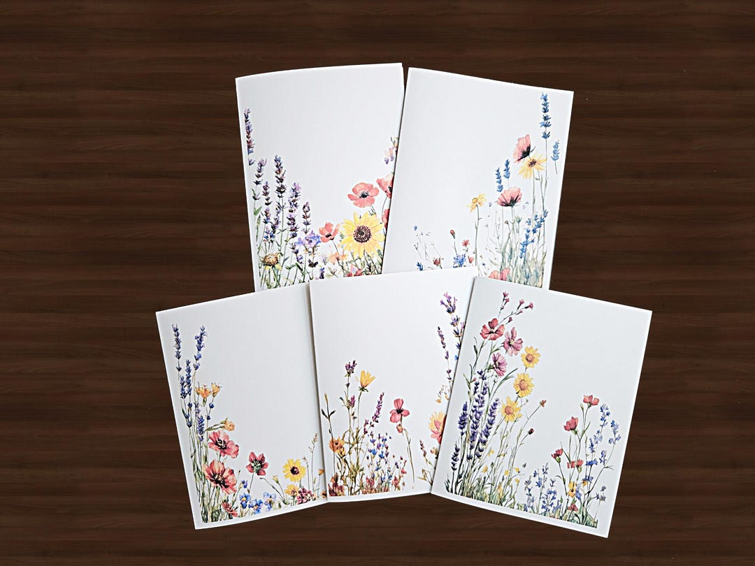Wildflower Note Cards: Watercolor Floral Blank Card Set - Etsy