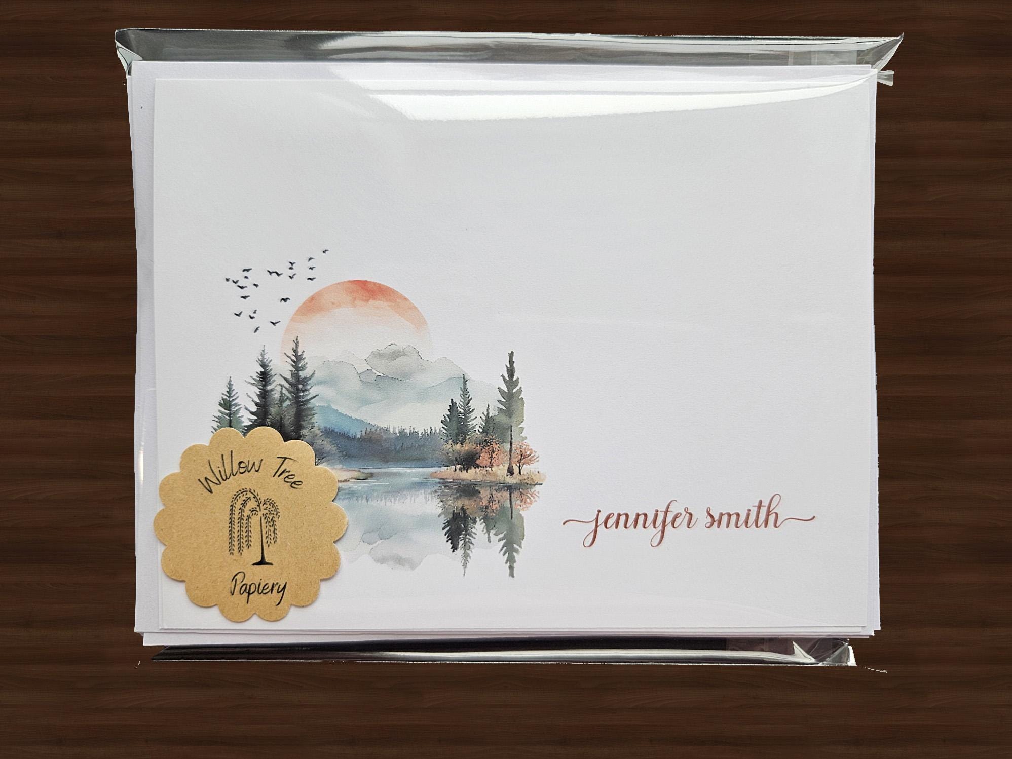 Personalized Note Cards: Watercolor Landscape, Blank Cards - Etsy
