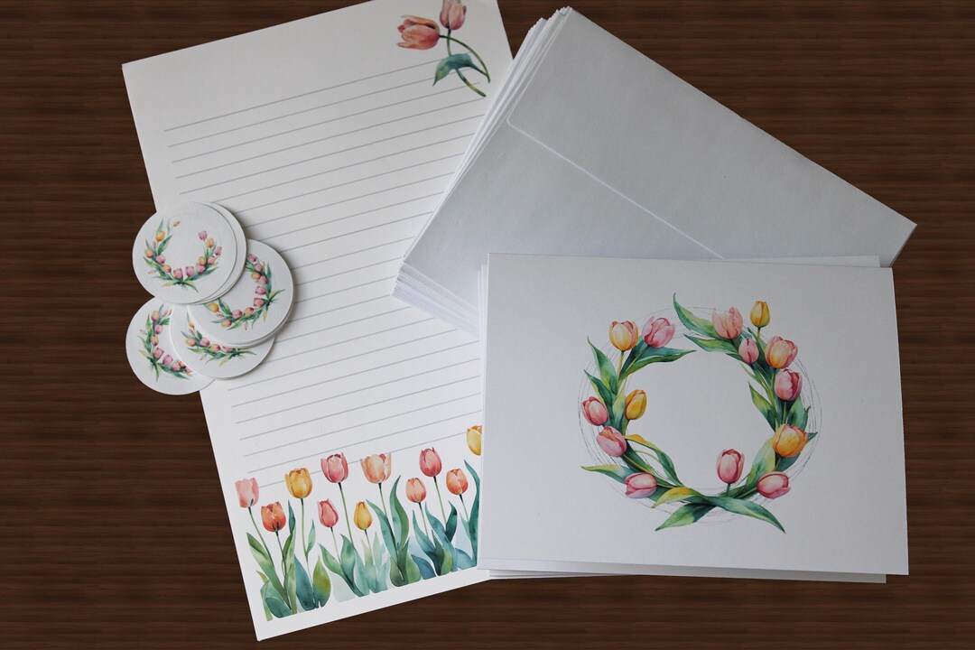 Tulips Note Stationery Gift Set: Tulips, Note Cards, Writing Paper, Mother's Day ...