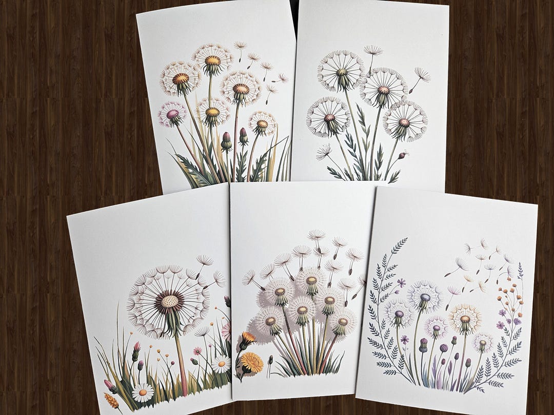 Dandelion Sticky Notes Dandelion Note Card Set: Blank Inside, Friendship Cards - Etsy