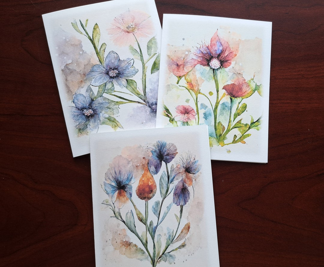 SALE Watercolor Note Cards Floral Cards Birthday Gift for Etsy