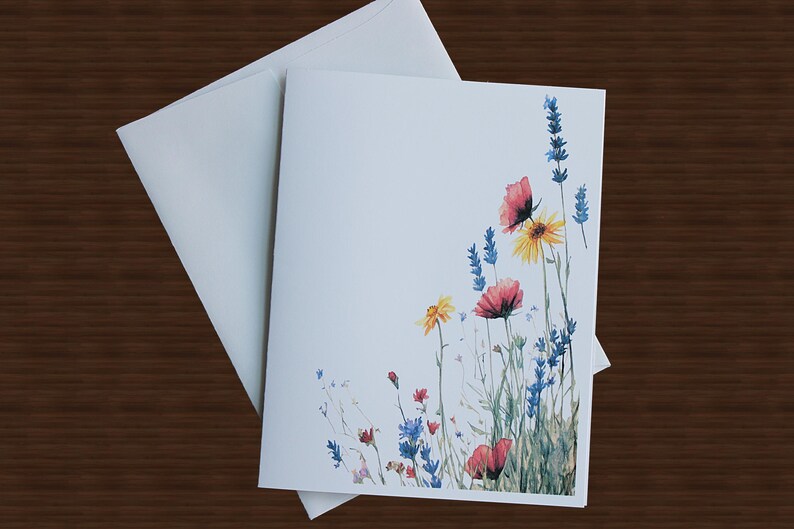Wildflower Note Cards: Watercolor Floral Blank Card Set - Etsy