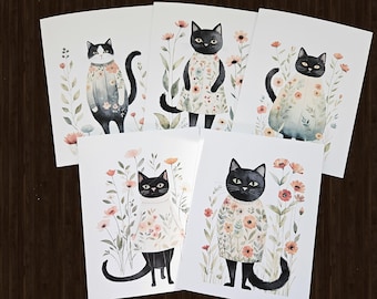 Dressed Up Cat Note Cards: Whimsical Watercolor Set