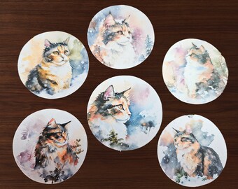 24 Cat Stickers, Journal Stickers, Cat Lover