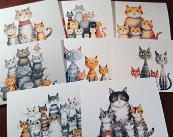 Cat Note Cards, Assorted Blank Cards, Gift for Cat Lover