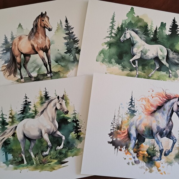 Horse Note Cards, Watercolor, Blank Cards, Gift for Horse Lover