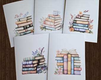 Carnets de notes à l'aquarelle : 10 cartes vierges, cadeau floral pour amoureux des livres