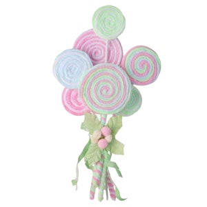 Frosted Pastel Lollipop Bundle 20", Christmas Wreath Attachment, Lollipop Wreath Sprays, Christmas Lollipops Spray