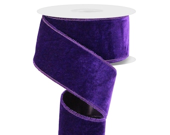 Farrisilk .75 x 10 YD Violet Purple Velvet Luster Wired Ribbon –  DecoratorCrafts