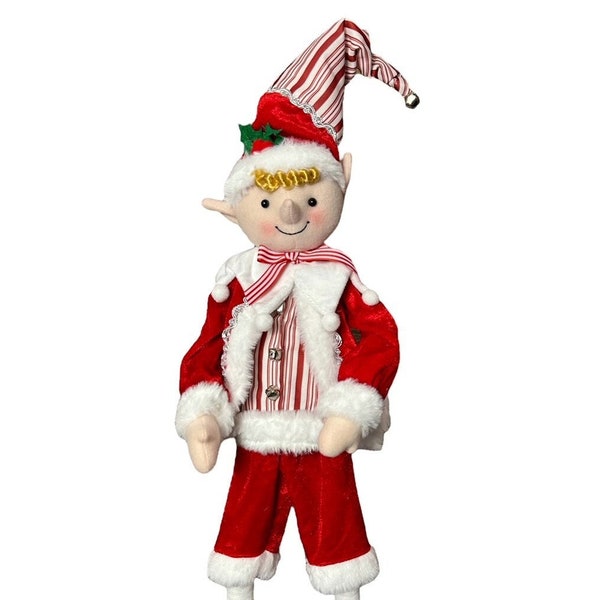 Winter's Song Bendable Elf 32", Poseable Plush Elf, Plush Bendable Christmas Elf, Christmas Elf Shelf Sitter, Christmas Elf Decor