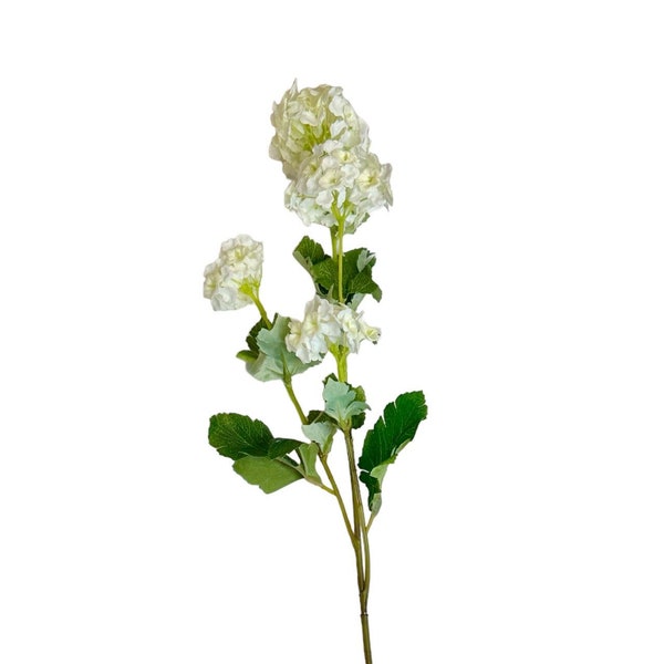 Snowball Hydrangea Spray 28", White Snowball Hydrangea Stem, White/Cream Foliage Stem, Hydrangea Spray, Spring Flowers Stem, Hydrangea Stem