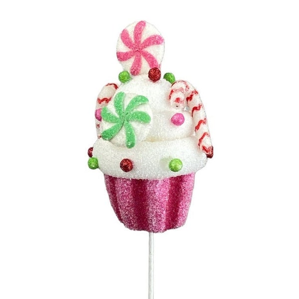 Candy Cupcake Pick 16", Pink Glitter Cupcake Pick, Blue Glitter Candy Cupcake, Cupcake Wreath Attachment, Green Candy Cupcake Pick
