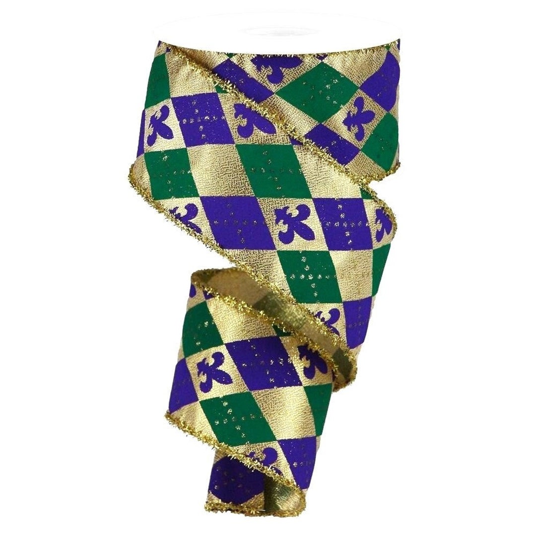 Mardi Gras Ribbon Mardi Gras Harlequin Ribbon 2.5 Width Etsy