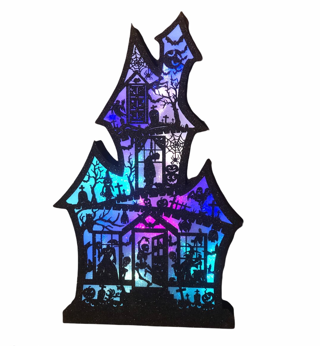 Halloween Wreath Attachment, Haunted House Wreath Attachment, Haunted