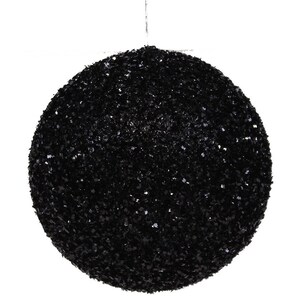 Ornament Glitter Ball Ornament 6" dia., Black Glitter Ball Christmas Ornament 6", Black Ball Christmas Ornament, Glitter Ornament