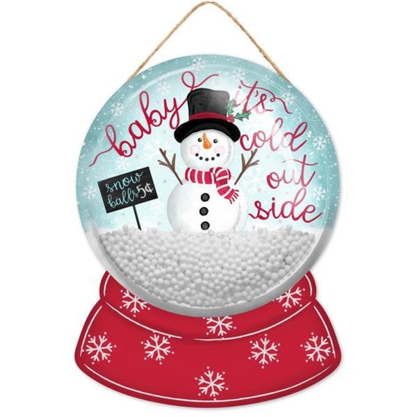 Glitter Baby It's Cold Outside Cold Snow Globe Sign, 12", Snowman Wreath Embellishment, Christmas Sign, MDF Snow globe Wreath Sign