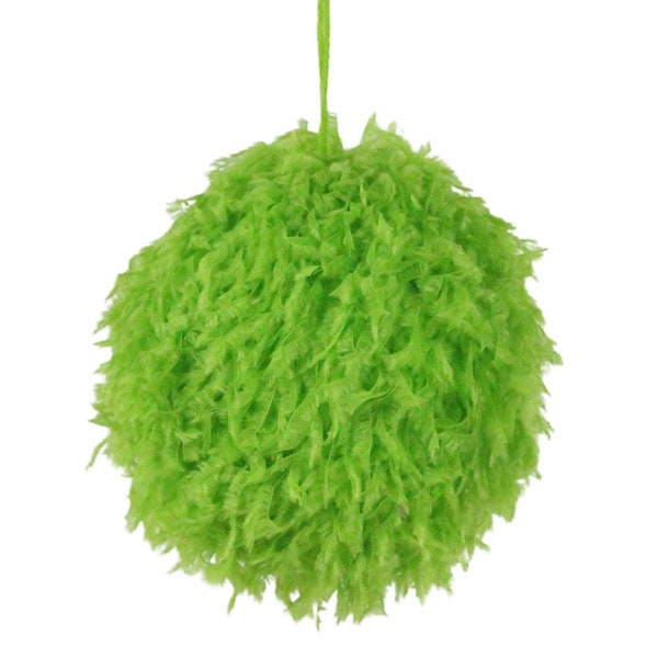 Furry Fabric Ball Ornament: Green, 3.25", 4" or 4.75" Diameter, Lime Green Christmas Ornament, Furry Ball Ornament, Green Monster Ornament