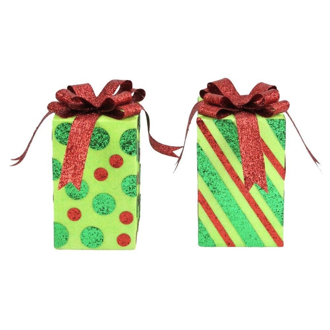 Gift Box Ornament 8 Christmas Ornament Lime Red and Etsy