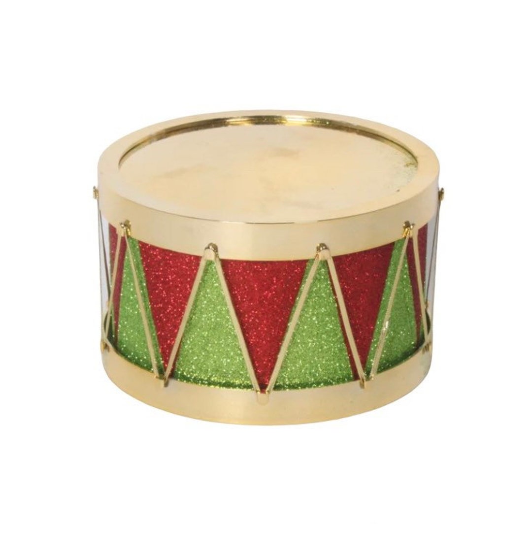 Christmas Toy Soldier Drum Set, Lime and Red Christmas Drum Set Decor