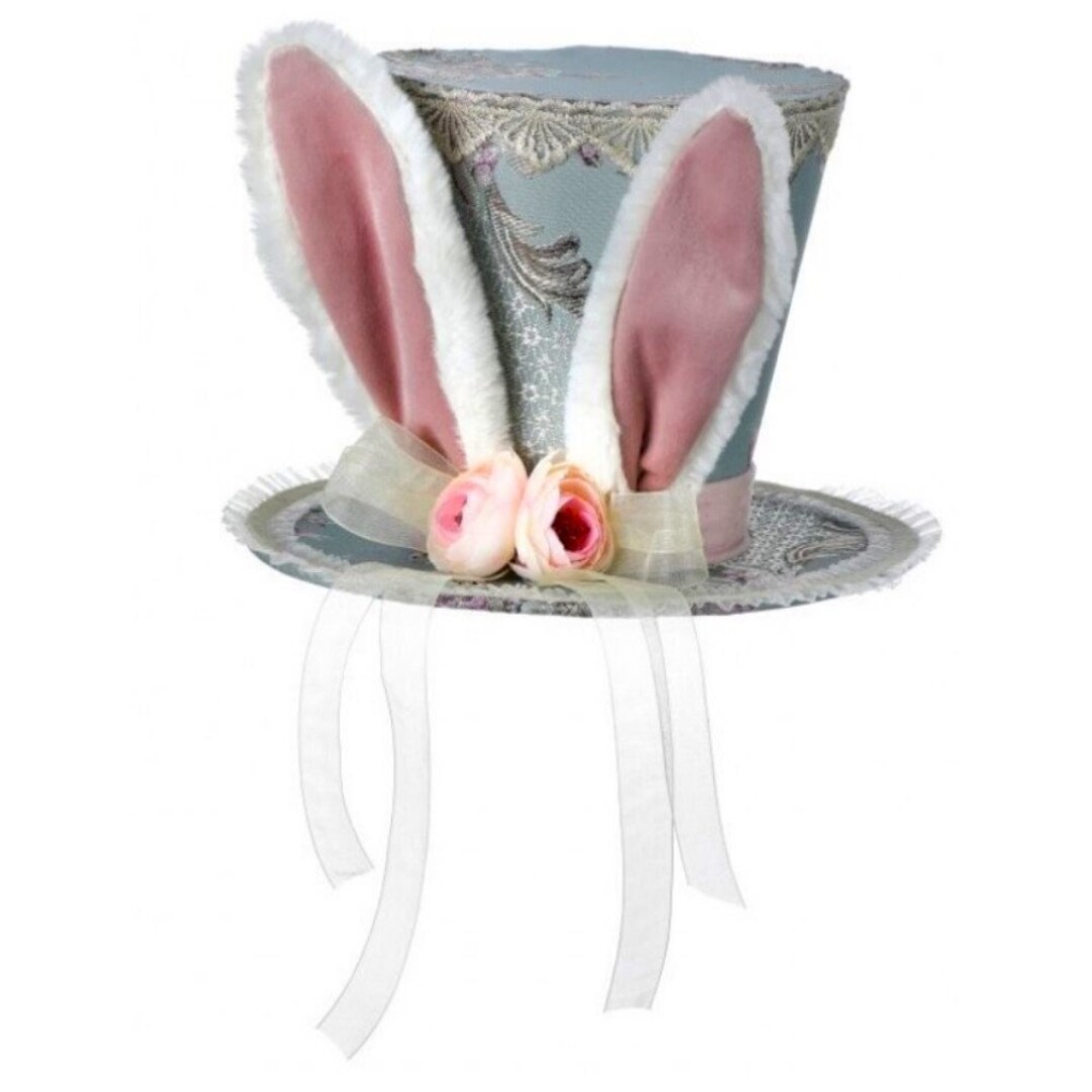Bunny Paisley Top Hat and Ears, Bunny Wreath Attachment, Easter Wreath