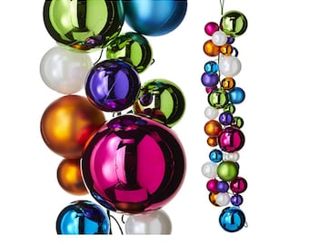 RAZ 4' Multicolor Ball Garland, Christmas Shatterproof Ball Garland, Christmas Ornament Garland, Shatterproof Ball Garland, G4232729