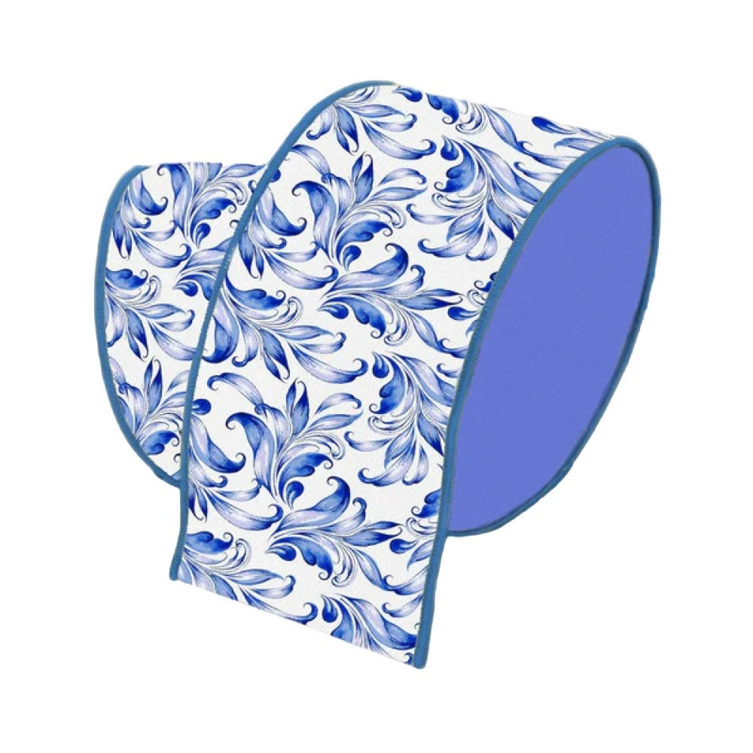 Shades of Blue 4 Ribbon, Blue Scroll Ribbon, Farrisilk Ribbon, Summer